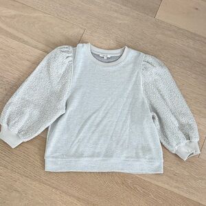 Splendid Off- White and gray Puff Sleeve Sweatshirt size L